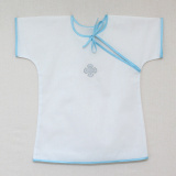 Рубашка крестильная 1-2 года (голубая) косоворотка (КНК14071) - фото