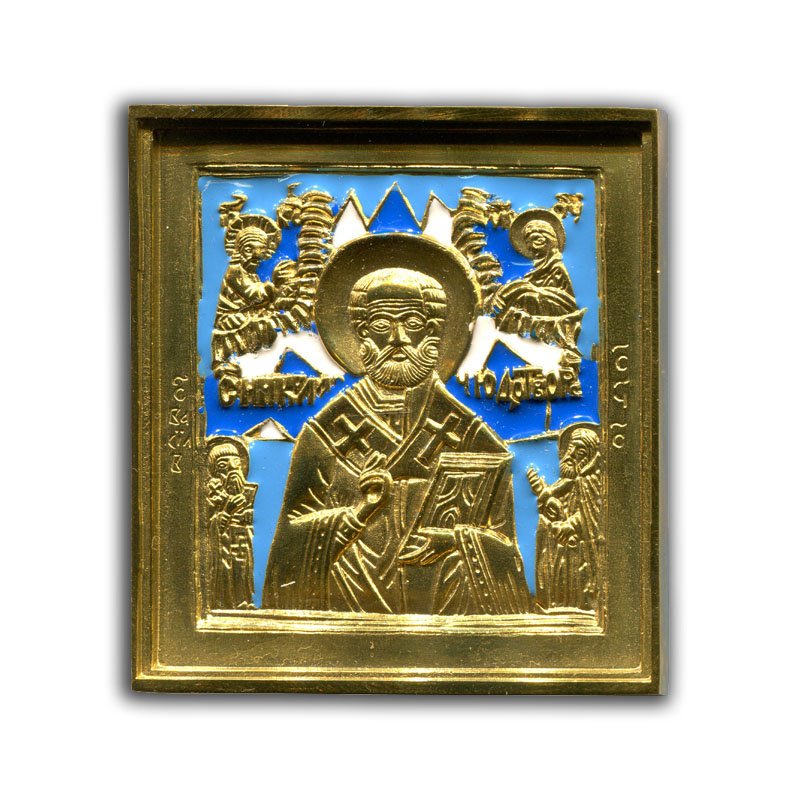 Святитель Никола Чудотворец. Латунное литье с эмалью