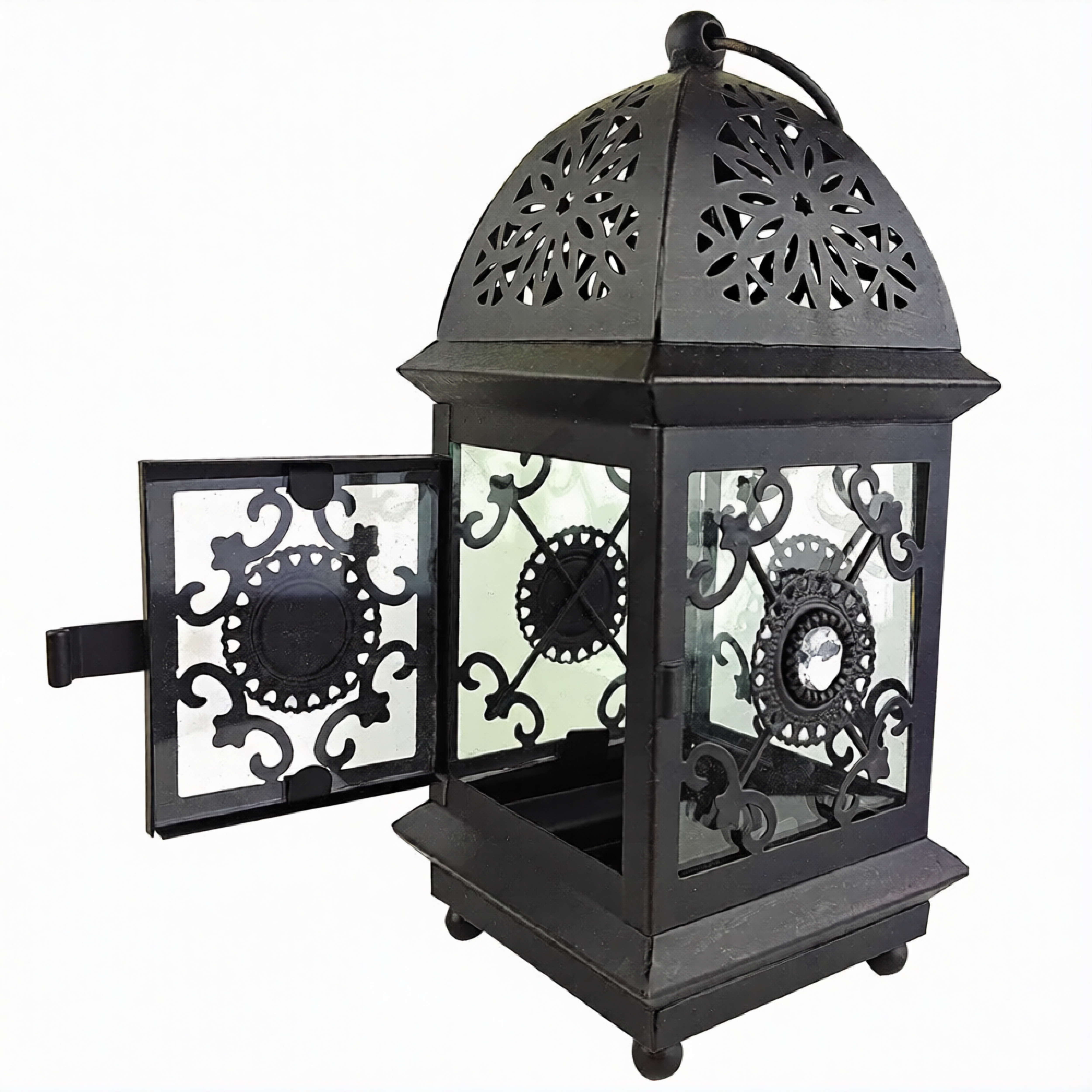 Фонарь-подсвечник, черный цвет, металл, 20 см - фото