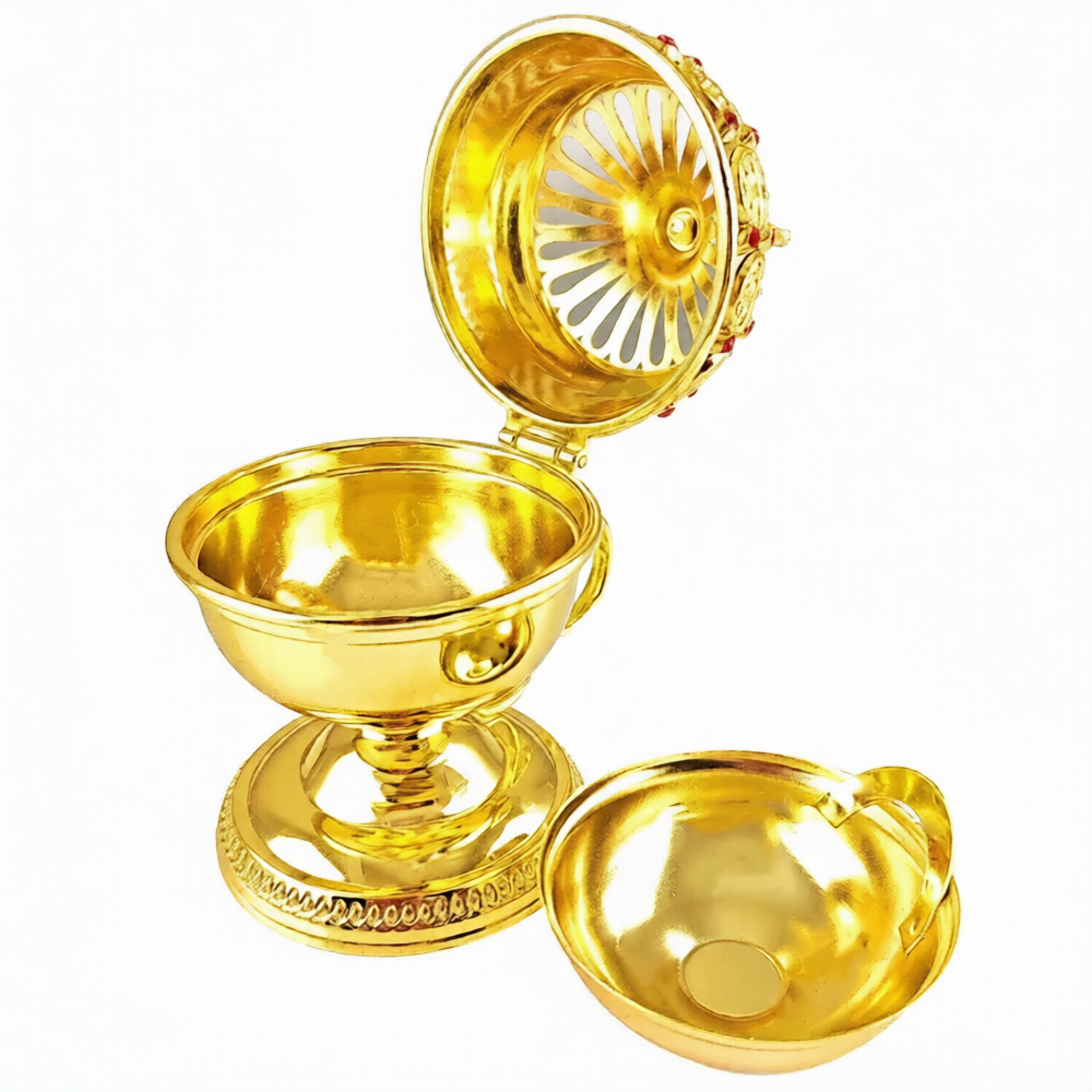 Кадильница цинковый сплав, камни, цвет «под золото», 12 см - фото3