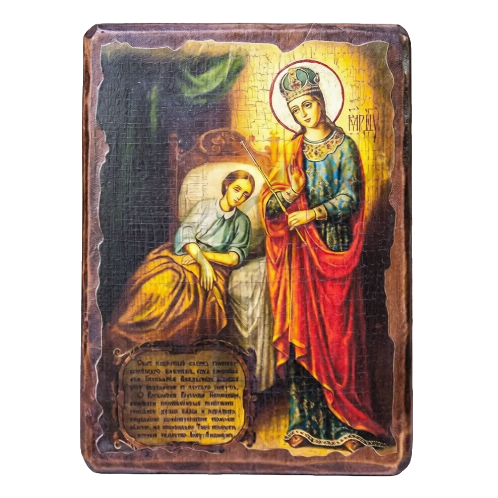 Икона «Целительница» дерево под старину, печать-краска, 12,5×16,5 см - фото