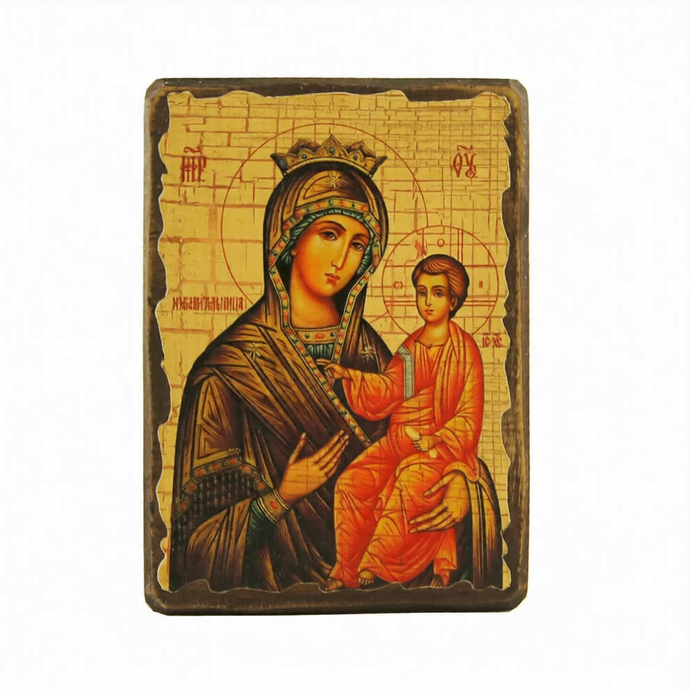 Икона «Избавительница» дерево под старину, печать-краска, 12,5×16,5 см - фото