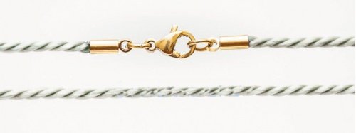Гайтан ювелирный шелк 60см (белый/цвет замка золото) - фото