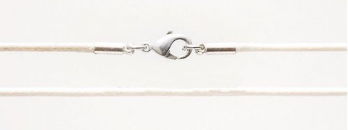 Гайтан ювелирный шелк 60см (белый/цвет замка серебро)