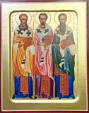 Икона Три святителя на дереве