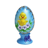 Свеча Пасхальное яйцо с цыпленком голубое