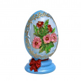 Свеча Пасхальное яйцо с цветами голубое