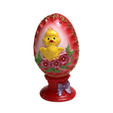 Свеча Пасхальное яйцо с цыпленком красное