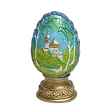 Свеча Пасхальное яйцо с березами голубая и красная - фото
