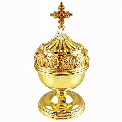 Кадильница цинковый сплав, камни, цвет «под золото», 12 см - фото