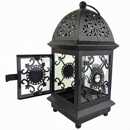 Фонарь-подсвечник, черный цвет, металл, 20 см - фото