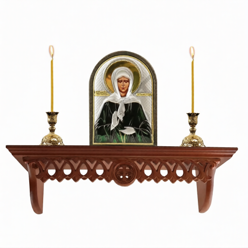 Полка для икон деревянная прямая, резная, 10×40 см - фото