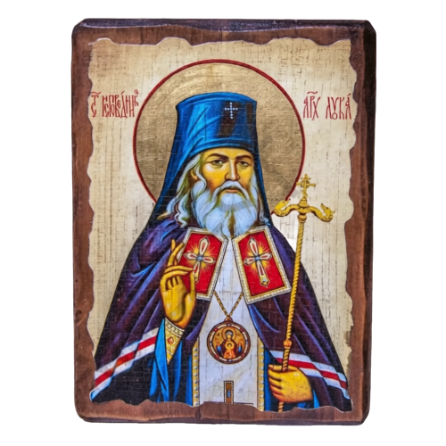Икона «Святой Лука», дерево под старину, печать-краска, 12,5×16,5 см - фото