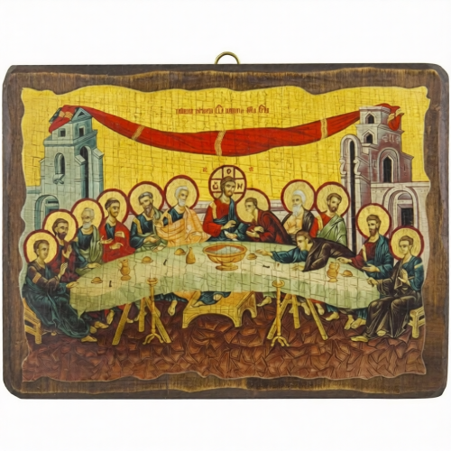 Икона «Тайная Вечеря» дерево под старину, печать-краска, 12,5×16,5 см - фото